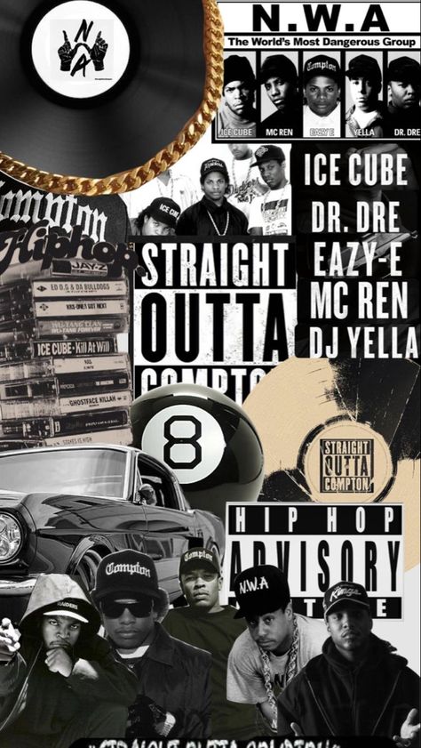 Straight Outta Compton Poster, Hip Pop Wallpaper, Gangsta Wallpaper Iphone, Hip Hop Moodboard, Straight Outta Compton Wallpaper, Nwa 90s Wallpaper, N W A Wallpaper, Gangster Background, Hiphop Aesthetic Wallpaper