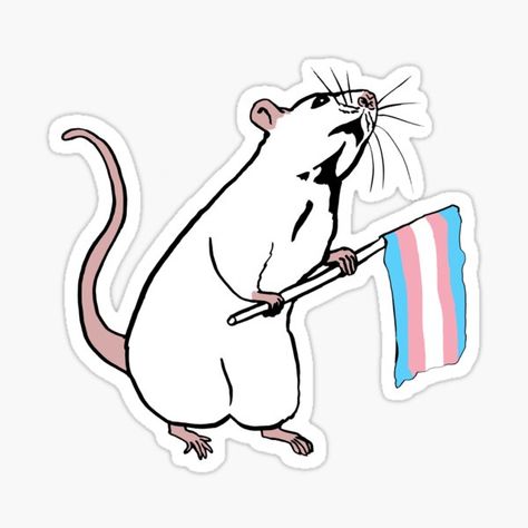 "Trans Pride Rat" Sticker by teaandink | Redbubble Rat Sticker, Lgbt Sticker, Trans Boys, Pride Stickers, Trans Pride, Baby Art, Printable Stickers, Rats, Pluto The Dog