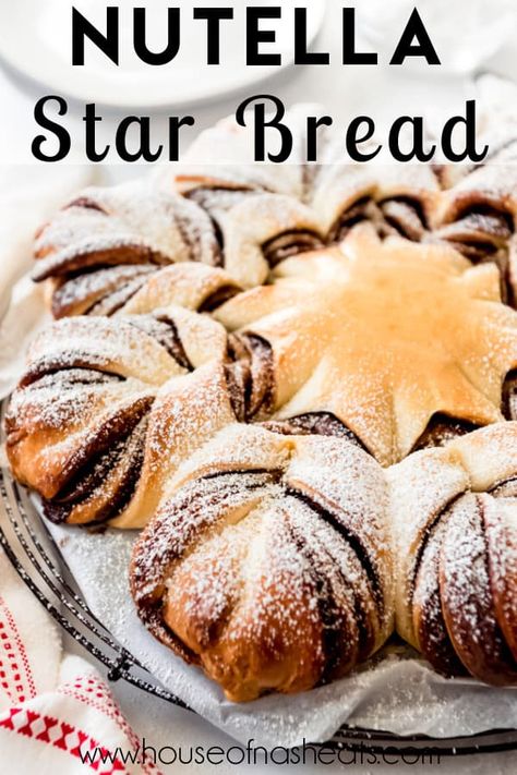 Christmas Star Bread, Easy Sweet Bread, Nutella Star, Nutella Star Bread, Braided Nutella Bread, Nutella Bread, Star Bread, Christmas Bread, Braided Bread