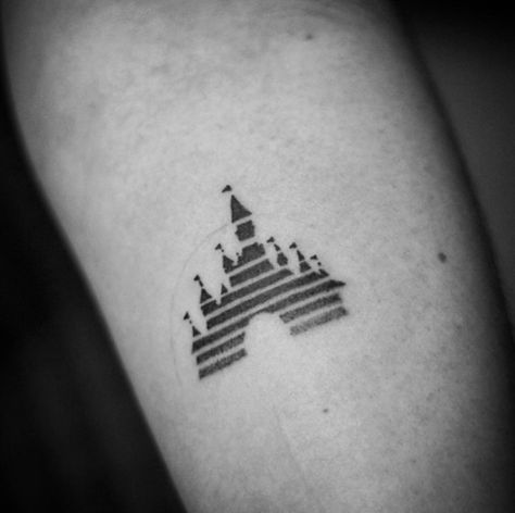 Disney Castle Tattoo, Castle Tattoo, Tattoo Wedding Rings, Back Of Shoulder Tattoo, Ring Tattoos, Disney Castle, Disney Tattoos, Little Tattoos, Tattoo Placement