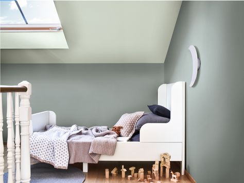 A kids bedroom with serene and calming neutral colours and Dulux Colour of the Year 2020 - Tranquil Dawn #melaniejadedesign #bedroom #bedroomideas Neutral Kids Bedroom, Tranquil Dawn, Colourful Living Room, Attic Rooms, Calming Colors, Boy's Bedroom, Color Of The Year, Bedroom Colors, Colour Schemes