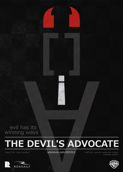 "The Devil's advocate" movie poster Devils Advocate Poster, Devils Advocate, Godfather Movie, Minimalist Posters, Motion Pictures, New Gods, Alternative Movie Posters, Al Pacino, Event Poster