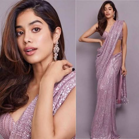 Exclusive Gowns, Jhanvi Kapoor, Sarees For Girls, Saree Party Wear, Janhvi Kapoor, Saree Poses, Saree Designs Party Wear, Indian Fashion Saree, Georgette Blouse