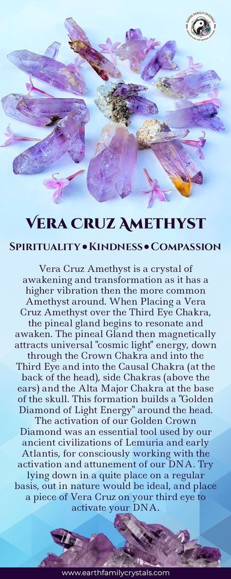 💎VERA CRUZ AMETHYST Crystal Tips! 💎 #crystals #newage #reiki #Healer    **Find these on our website** Healing Crystals For You, Crystal Uses, Crystal Guide, Vera Cruz, Crystals Healing Properties, Spiritual Crystals, Crystals For Sale, Stone Bracelets, Crystal Therapy