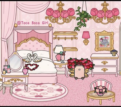 Coquette Toca Boca Room, Toca Boca 5 Star Hotel Ideas, Toca Boca Hotel Ideas, 5 Star Hotel Room Design, 5 Star Hotel Room, Princess Paper Dolls Printable, Toca Boca Hair Salon, Toca Life World Aesthetic Pfp, Bad Room Ideas