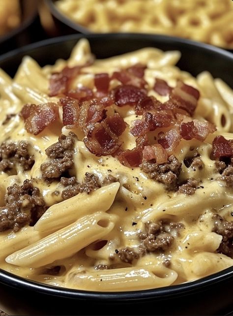 health meal, low carbs meals, keto meal Loaded Cheeseburger Alfredo Pasta, Bacon Cheeseburger Alfredo, Bacon Cheeseburger Alfredo Pasta, Loaded Bacon Cheeseburger Alfredo, Fun Hamburger Recipes, Cheeseburger Alfredo Pasta, Parmesan Garlic Bacon Cheeseburger Lasagna, Bacon Cheeseburger Mac And Cheese, Loaded Bacon Cheeseburger Alfredo Pasta