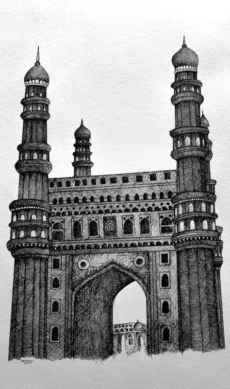 #artist #pencil #artwork #pencilart #pencilsketch #sketchbook #draw #artistsoninstagram Black Book Drawing, Charminar Sketch, Charminar Drawing, Historical Architecture Drawing, Cityscape Sketch, Pencil Drawing Inspiration, Easy Pencil Drawing, Cityscape Drawing, Drawings Of Flowers