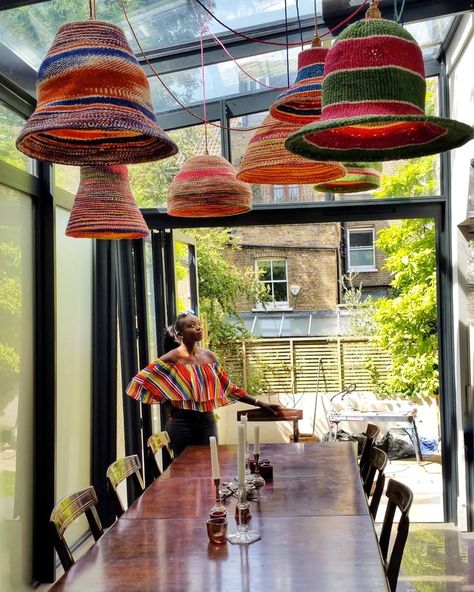 Ethiopian Interior Design, Colourful Lampshades, Kenyan Culture, Kenyan Art, Bespoke Lampshades, Bamboo Projects, African Kitchen, Rattan Decor, Recycle Design