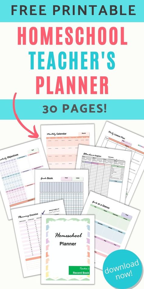 Homeschool Teacher Planner, Homeschool Lesson Planner Printable Free, Teacher Grade Book Printable Free, Homeschool Binder Printables Free, Homeschool Documentation, Homeschool Planner Printable Free, Free Homeschool Planner, Grade Book Printable, Teacher Binder Printables Free