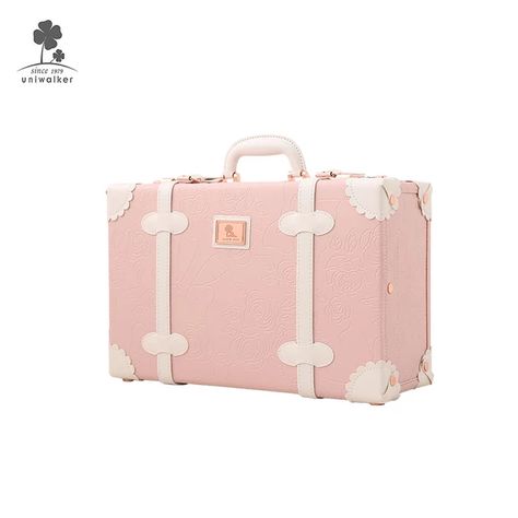 12" Fashion Pink Pu Leather Little Vintage Suitcase Lightweight Hand Carry-On Cute Girls Makeup Case Rose Gold Retro Suitcase _ - AliExpress Mobile Vintage Suitcase Wedding, Vintage Travel Party, Vintage Travel Wedding, Retro Suitcase, Vintage Travel Themes, Pink Suitcase, Best Travel Luggage, Childrens Luggage, Vintage Postcards Travel