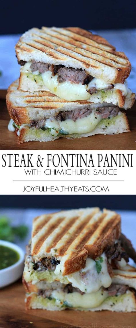 Recipes Using Fontina Cheese, Chimichurri Sandwich, Fajita Steak, Tartiflette Recipe, Cheese Panini, Grilled Sandwiches, Panini Sandwich, Panini Sandwiches, Panini Recipes