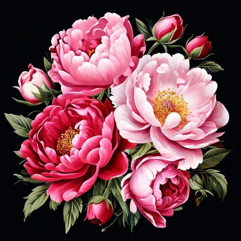 ruswandi rachman - Playground Textile Motifs, Flower Peony, Dark Flowers, Unusual Flowers, Beautiful Rose Flowers, Drawing Lessons, Create Art, Image Generator, Large Flowers