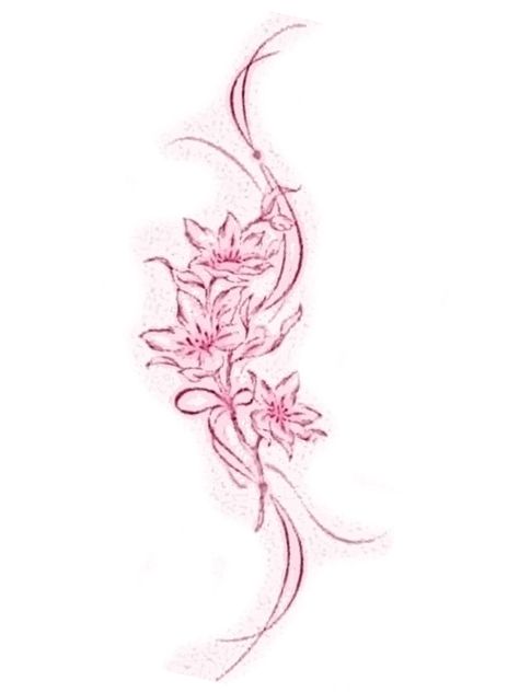 Lily Flower Spine Tattoo, Japanese Tattoo Art Feminine, Rose Lily Tattoo, Flower Meanings Tattoo, Tattoo Ideas Medium Size, Flower Hip Tattoos, Flower Spine Tattoos, Lily Flower Tattoos, Waist Tattoos