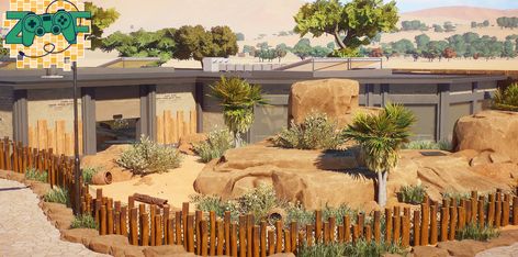 Planet Zoo Fennec Fox Habitat, Planet Zoo Workshop, Planet Zoo Steam Workshop, Planet Zoo Habitat Ideas, Outdoor Cafeteria, Fox Habitat, Zoo Building, Bat Habitat, Keywest Kitten