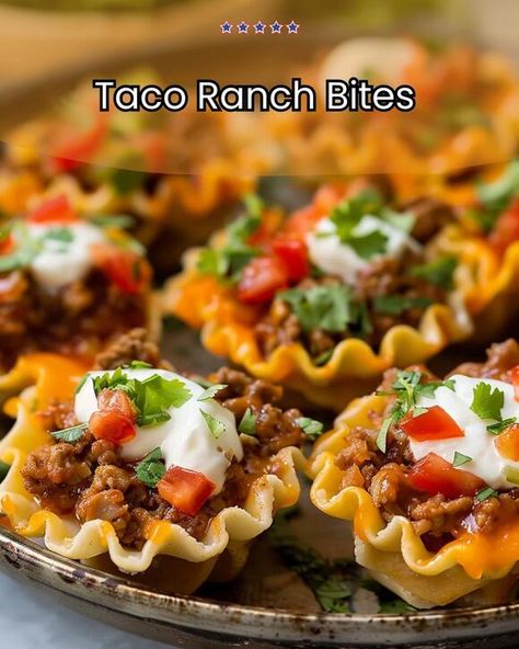 Taco Bites Appetizers, Ranch Appetizers, Taco Ranch Bites, Turkey Pasta Recipes, Ground Turkey Pasta Recipes, Chili Cheese Dog Casserole, Layered Taco Salads, Dinner Ideas With Ground Beef, Ground Turkey Pasta