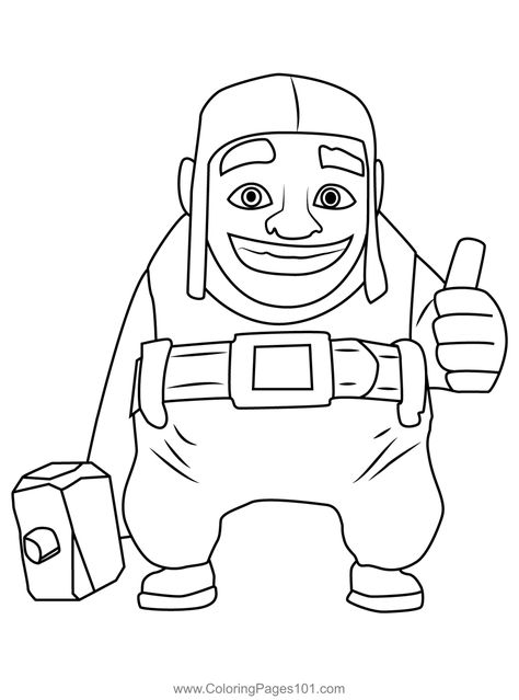 Builder Clash of Clans Coloring Page Clash Of Clans Sketch, Clash Of Clans Drawings, Clash Of Clans Tattoo, Clas Of Clan, Pdf Coloring Pages, Love Coloring Pages, Printable Coloring Book, Clash Royale, Drawing For Beginners