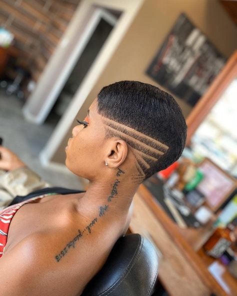 Bald Fade Designs, Women Fades With Designs, Low Cut Hair Black Women Designs, Faded Haircut Women Black, Low Cuts For Black Women, Female Wavers With Designs, Haircut Designs For Women Black, Low Haircut For Black Women, Hairstyles For Nigerian Ladies