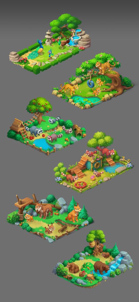 ArtStation - Game objects, Playrix Games Zoo Games, Heart Garden, Idle Game, Map Games, Game 2d, Farm Games, 2d Game Art, Garden Games, Casual Art