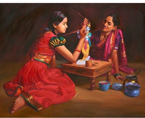 Hindu Cosmos, Drawings With Meaning, Krishna Idol, Shri Hari, Composition Painting, Indian Women Painting, Watercolor Portrait Painting, Reference Photos For Artists, Hanuman Photos