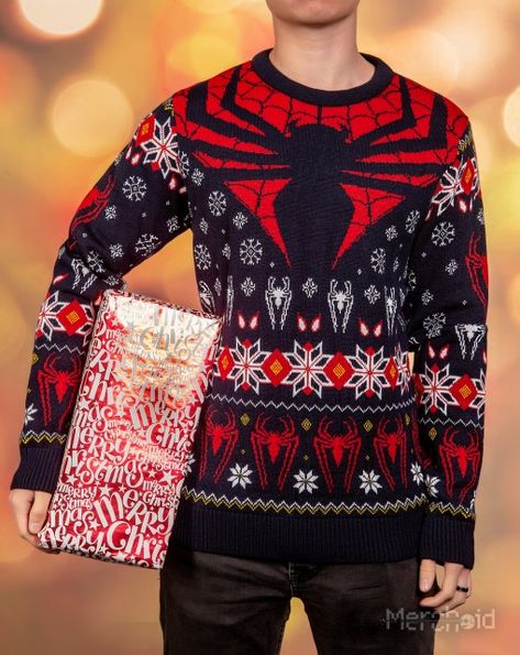 Spider-Man: ‘Tis The Season To Be Spidey Knitted Christmas Sweater/Jumper Mens Christmas Sweaters, Christmas Sweaters For Men, Harry Potter Christmas Sweater, Nerdy Christmas Sweater, Christmas Sweater Ideas, Scary Christmas Sweater, Spiderman Christmas, Knitted Christmas Jumpers, Knitting Christmas