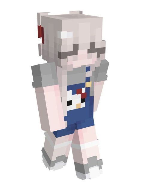 a cute 'hello kitty' minecraft skin with blue overalls by giovanka on namemc! <3 Minecraft Skins Blue, Hello Kitty Princess, Minecraft Outfits, Overalls Cute, Skin Mine, Minecraft Skins Aesthetic, Mc Skins, Blue Overalls, Hello Kitty Aesthetic