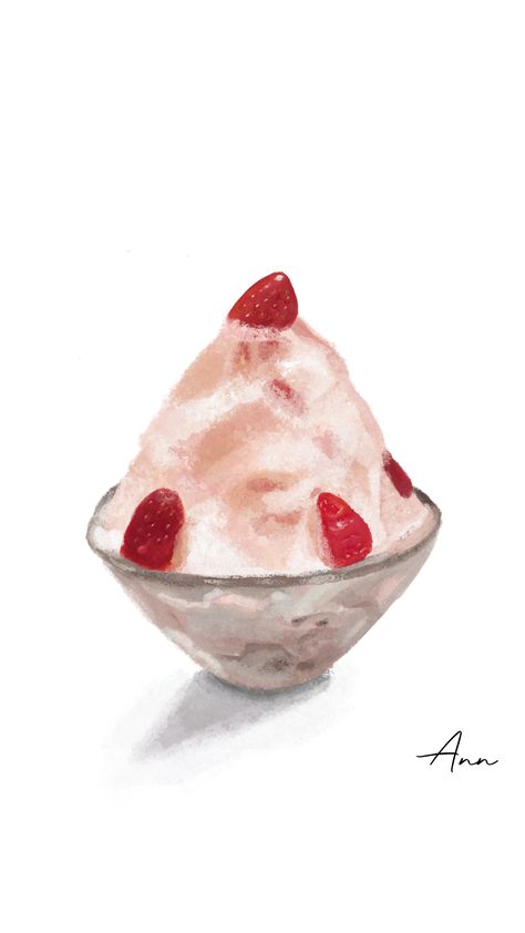 #illustration #digitaldrawing #drawing #food #dessert #love #wallpaper Ice Drawing, Drawing Food, Shave Ice, Shaved Ice, Rice Pudding, Food Dessert, Realism Art, Love Wallpaper, Rose Water