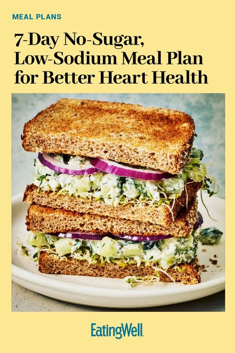 Looking to take care of your heart? You've come to the right place. Enjoy a week of low-sodium no-sugar-added recipes for breakfast, lunch and inner in this heart-healthy meal plan to meal prep for the week . #healthymealplans #healthyrecipes #mealplan #mealplanideas #mealplanning #mealprep Heart Healthy Low Carb Meals, Low Sodium Bowl Recipes, Heart Healthy Quick Meals, Heart Healthy Menu Plan, Cardiac Diet Meal Plan, Low Sodium Diet Meal Plan, Low Sodium Lunch Meal Prep, Low Sodium Recipes For Diabetics, No Salt Meals Dinners