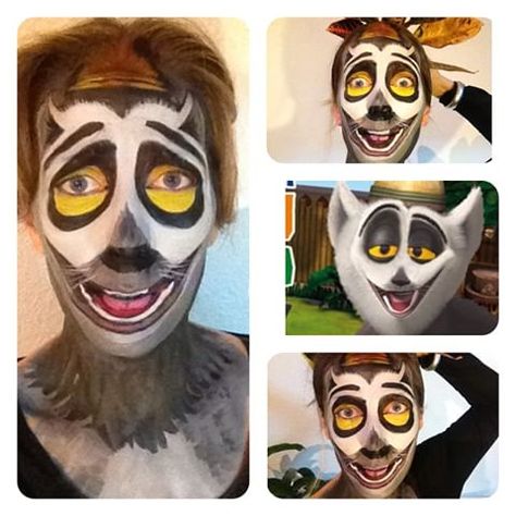 Diy Madagascar Costume, Julian Madagascar, Madagascar Party, Madagascar 1, Animal Face Paintings, Christmas Parade Floats, Animal Makeup, Play Makeup, Theatre Makeup