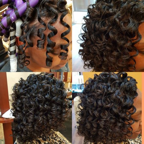 Roller Set Curls For Black Women, Flexi Rod Set, Roller Sets, Hair Roller, Flexi Rods, Theatrical Makeup, Waves Curls, Roller Set, Rod Set