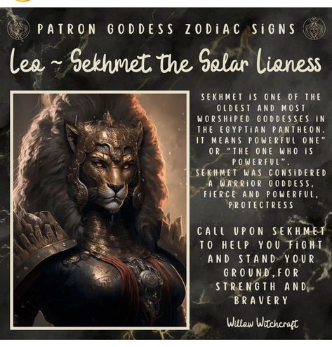 Sekhmet Aesthetic, Leo Witch, Egypt Goddess, Zodiac Leo Art, Zodiac Aesthetic, Goddess Sekhmet, Sagittarius Moon, Zodiac Wheel, Zodiac Elements