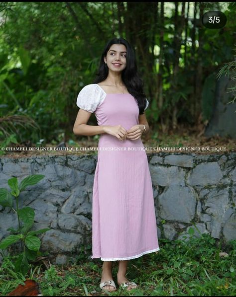 Function Frocks For Women, Modern Frock Design, Half Frock Designs For Women, Christmas Kurti Ideas, New Simple Frock Design, Simple Cotton Dress Pattern Indian, Pink Frocks For Women, Simple Frock For Women, Trendy Churidar Designs