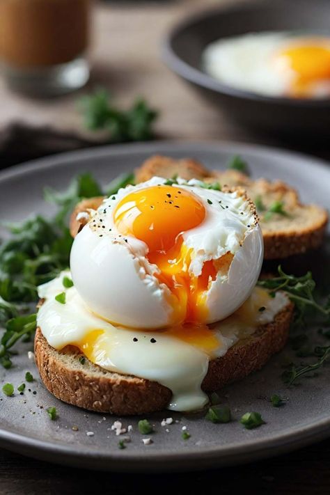 Air Fryer Poached Eggs | KitGiz Eggs Air Fryer Recipes, Air Fryer Poached Eggs, Quick Healthy Breakfast Ideas, Cooking Poached Eggs, Easy Poached Eggs, Poached Egg Recipe, How To Make A Poached Egg, Protein Rich Snacks, Healthy Breakfast Ideas