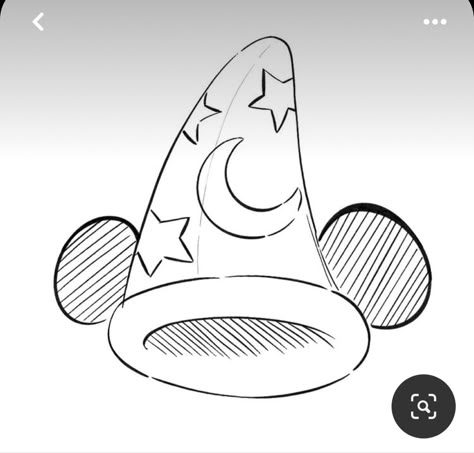 Simple Disney Drawings Sketches, Mickey Sorcerer Hat Tattoo, Sorcerer Mickey Hat Tattoo, Mickey Hat Tattoo, Disney Tattoo Line Art, Mickey Ear Tattoo, Disney Tattoos Minimalist, Disney Sketches Easy, Easy Disney Sketches