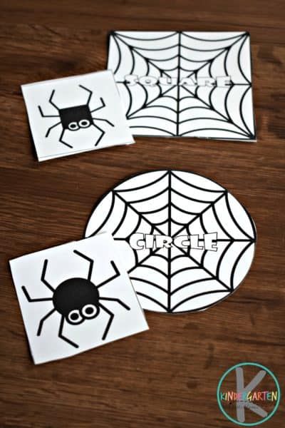 fun, low prep spider shape math game for kinders Bats And Spiders Preschool Activities, Spider Math Activities, Spiders Preschool, Halloween Worksheet, Shape Activities Kindergarten, Shape Sorting Activities, Halloween Math Centers, The Very Busy Spider, Spider Activities