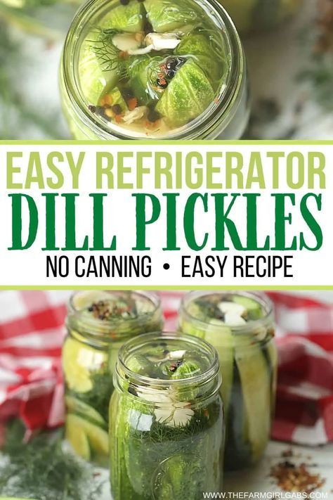 This Easy Homemade Refrigerator Dill Pickles recipe packs a lot of crunch and zesty flavor. There is no canning involved in this easy refrigerator pickle recipe. This recipe is a great way to use those cucumbers you just picked from your garden or bought at your farmers' market. These refrigerator pickles are cucumbers that are pickled in a homemade brine with garlic, dill and spices. Pickling Ideas, Easy Pickles, Diy Pickles, Pickles Homemade Easy, Dill Pickles Recipe, Refrigerator Dill Pickles, Dill Relish, Refrigerator Pickles Dill, Cucumber Pickles