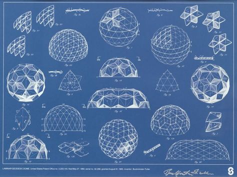 geodesic bucky Richard Buckminster Fuller, Geodesic Dome Homes, Dome Structure, Buckminster Fuller, Dome Home, Patent Drawing, Parametric Design, Dome House, Geodesic Dome