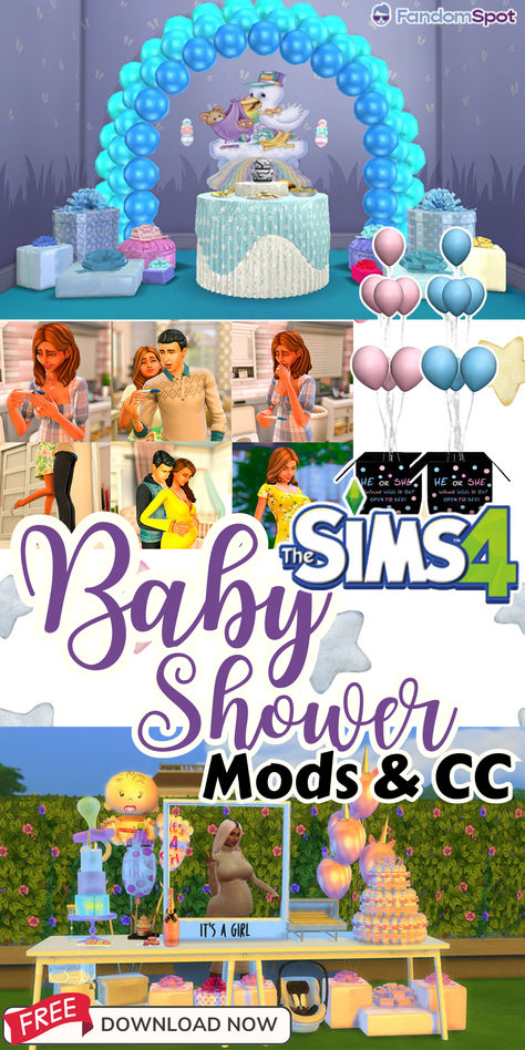 Sims4 Gender Reveal Cc, Sims 4 Cc Baby Shower Decor, Baby Shower Cc Sims 4, Sims 4 Gender Reveal, Sims 4 Gender Reveal Cc, Sims 4 Baby Shower Cc, The Sims 4 Baby, Baby Shower Venues, Joy Baby