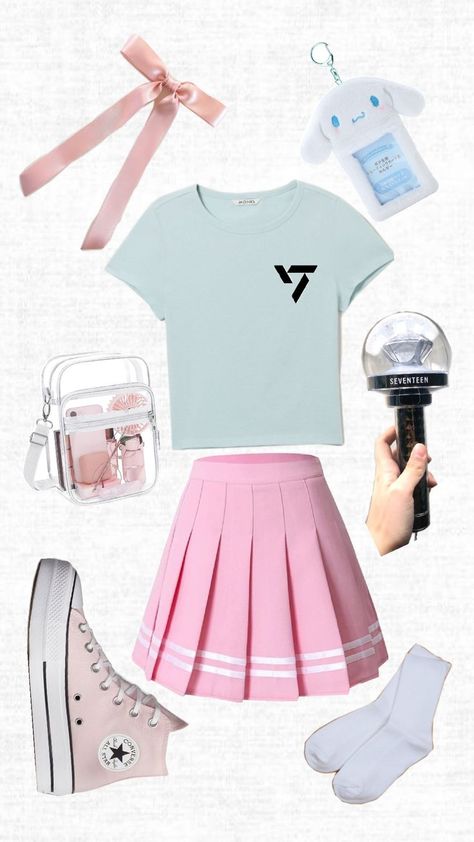 concert outfit idea for Seventeen kpop concert Seventeen Concert Outfit, Seventeen Concert, Concert Outfit Ideas, Kpop Concert, Pop Fashion, Outfit Idea, Concert Outfit, Seventeen, Outfit Ideas