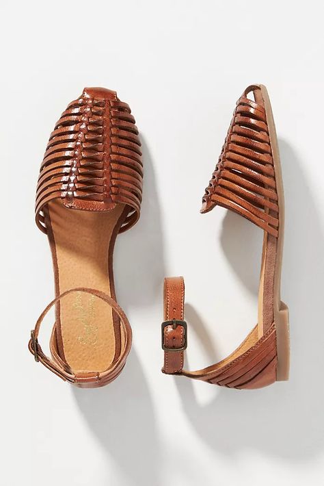 Women's Shoes | Unique Women's Shoes | Anthropologie Boho Wedding Shoes, Classic Minimalist Style, Woven Flats, Orange Fits, Leather Strap Sandals, Huarache Sandals, Shoes To Buy, Woven Sandals, Vintage Details