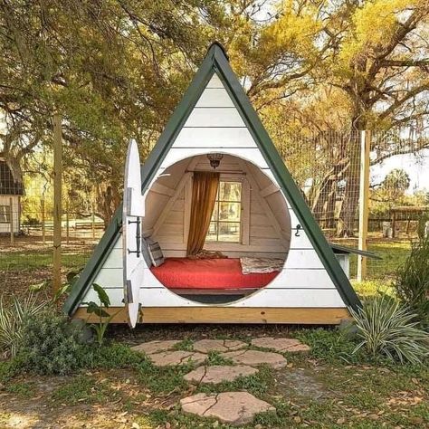 A Frame Cabin, A Frame House, Tiny House Cabin, Hot Day, Tiny House Design, Play House, Outdoor Projects, Furniture Plans, Glamping