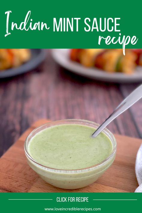 You will love this easy, quick and flavorful Indian mint sauce! This sauce is so versatile – perfect with snacks, appetizers and main dishes! Indian Mint Sauce, Mint Sauce Recipe, Mint Yogurt Sauce, Indian Sauces, Paneer Dishes, Mint Yogurt, Indian Appetizers, Hot Appetizers, Snacks Appetizers