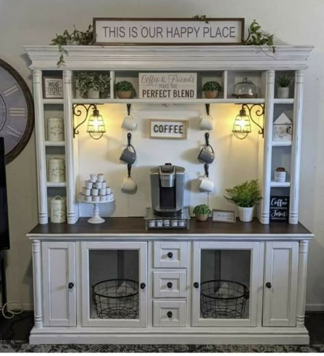 Coco Bar, Coin Café, Coffee Bar Station, Diy Coffee Bar, Farmhouse Coffee Bar, Coffee Bar Design, Kitchen Favorites, Coffee Stations, Home Coffee Stations