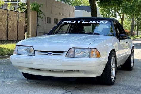 Hagerty's Colin Comer sells an Outlaw Mustang | Hagerty Media Fox Body Mustang Convertible, Mustang Lx, Fox Body Mustang, Mustang Convertible, Oxford White, Sport Seats, Cars And Coffee, Omaha Nebraska, Roll Cage