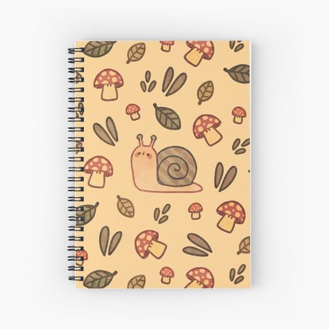 "Snail, Mushrooms and Leaves. " Spiral Notebook by Bumcchi | Redbubble Cute Notebooks, Notebook Paper, Notebook Design, Bullet Journal Inspiration, Spiral Notebook, Book Aesthetic, Paper Stock, Journal Inspiration, Graphic Tshirt