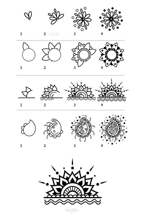 Color Mandala Art, Circle Mandala Art, How To Draw Doodle, Mandela Drawing, Aesthetic Mandala Art, Beginner Mandala, Colouring In Pages, Trin For Trin Tegning, Boho Drawing