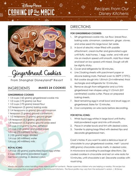 Disney Shares Their Favorite Cookie Recipes From Their Parks | POPSUGAR Food Disney Gingerbread, Gingerbread Cookie Mix, Best Cookie Recipe Ever, Holiday Cookie Gift, Gingerbread Cookies Recipe, Crackle Cookies, Cooking Decorating, Season Calendar, Disney Cookies