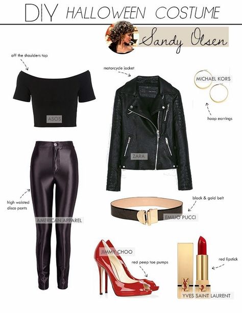 . Grease Costumes Diy, Sandy Olsen, Sandy Grease Costume, Grease Halloween Costumes, Sandy Costume, Grease Outfits, Costumes Faciles, Grease Costume, Grease Costumes