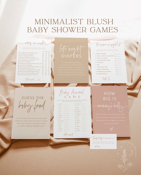 Boho Baby Shower Games, Baby Shower Boho, Neutral Shower, Boy Baby Shower Ideas, Celebrity Baby Names, Dusty Blush, Minimalist Baby, Modern Baby Shower, Shower Bebe