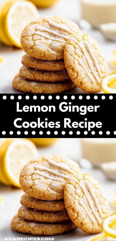 Looking for a delightful dessert? These Lemon Ginger Cookies are a perfect blend of zesty flavor and warm spice, making them an irresistible treat for family gatherings or quiet evenings at home. Lemon And Ginger Cookies, Lemon Ginger Snap Cookies, Healthy Lemon Cookie, Ginger Cookies With Fresh Ginger, Crystalized Ginger Cookies, Lemon Ginger Cookies, Lemon Turmeric Crinkle Cookies, Lemon Snap Cookies, Lemon Ginger Cookies Recipe