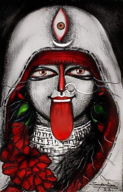 Kali Art, Kali Images, Goddess Kali Images, Kali Maa, Tantra Art, Mother Kali, Contemporary Folk Art, Morning Video, Boat Drawing